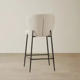 Hailey Glacier Grey Vegan Leather 67 cm Counter Stool - Black Legs