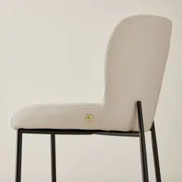 Hailey Glacier Grey Vegan Leather 67 cm Counter Stool - Black Legs