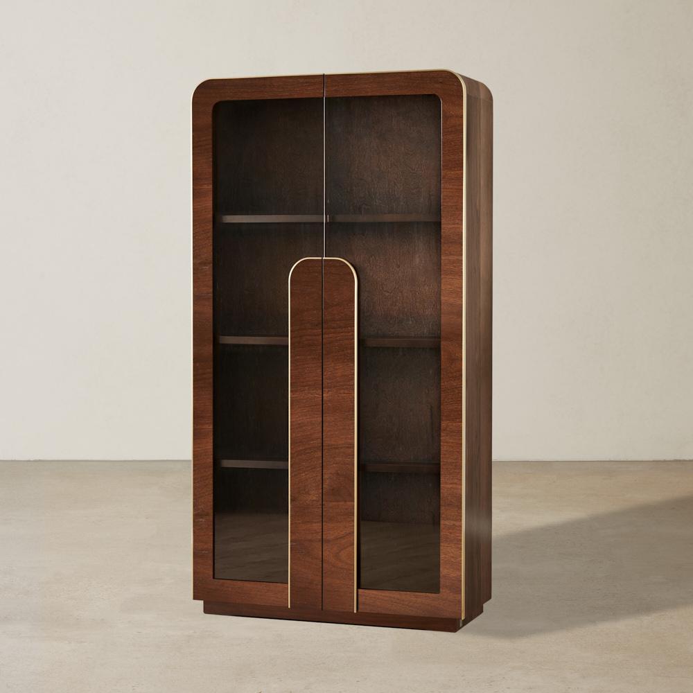 Oslo Dark Walnut Veneer Glass Display Cabinet