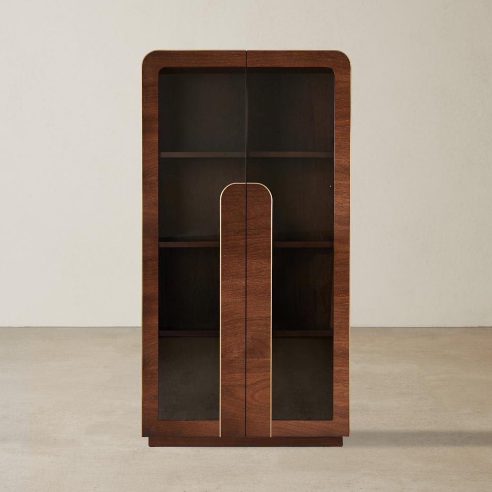 Oslo Dark Walnut Veneer Glass Display Cabinet