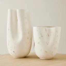 Zinnia 50cm White Cast Stone Ceramic Vase
