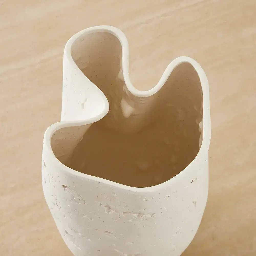 Zinnia 50cm White Cast Stone Ceramic Vase