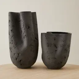 Zinnia 50cm Black Cast Stone Ceramic Vase