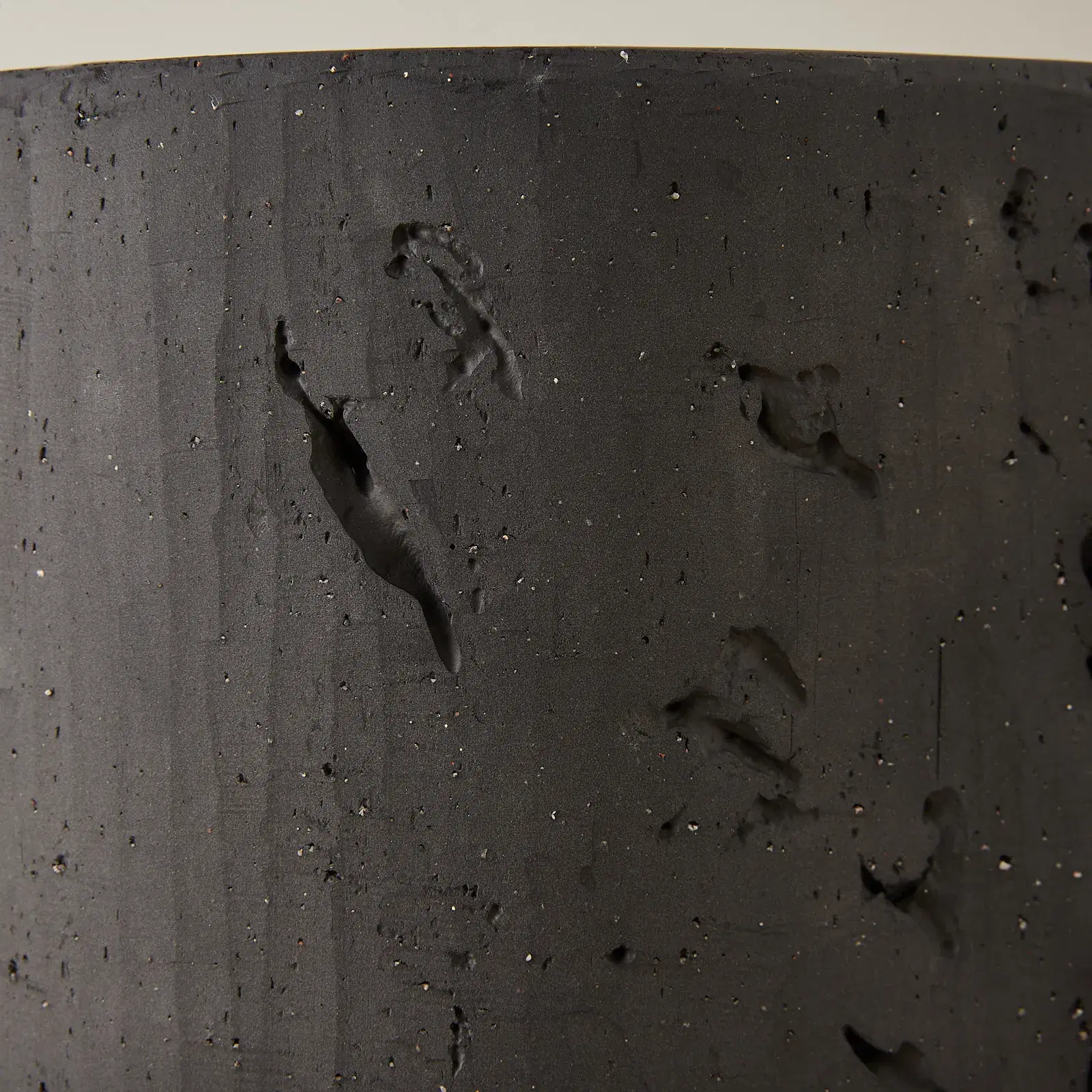 Zinnia 32.5cm Black Cast Stone Ceramic Vase