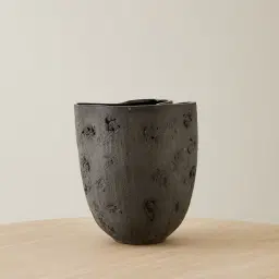 Zinnia 32.5cm Black Cast Stone Ceramic Vase
