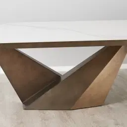 Vania Dark Bronze Dining Table with White Sintered Stone Top - 240x118cm