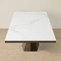 Vania Dark Bronze Dining Table with White Sintered Stone Top - 240x118cm