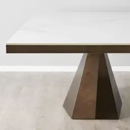 Vania Dark Bronze Dining Table with White Sintered Stone Top - 240x118cm