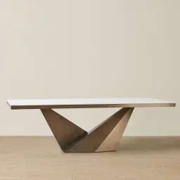Vania Dark Bronze Dining Table with White Sintered Stone Top - 240x118cm