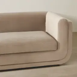 Clementine Beige Velvet 3-Seater Sofa