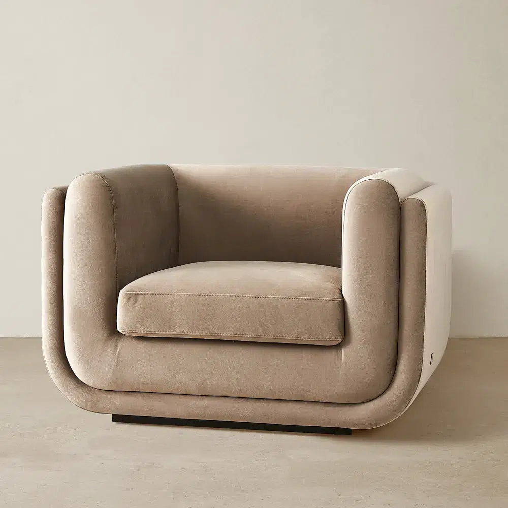 Clementine Beige Velvet Occasional Chair
