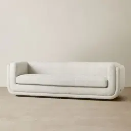 Clementine Chestnut White Woven Fabric 3-Seater Sofa