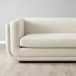 Clementine Chestnut White Woven Fabric 3-Seater Sofa