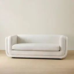 Clementine Chestnut White Woven 2-Seater Fabric Sofa