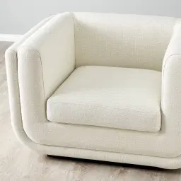 Clementine Chestnut White Woven Fabric Occasional Chair