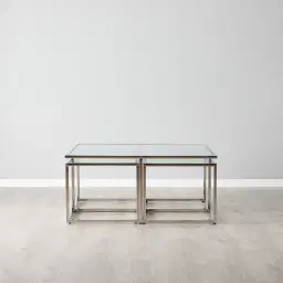 Vernon Polished Silver Stainless Steel Square Coffee Table