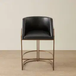Laura Black Vegan Leather 67cm Counter Stool