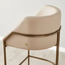 Laura Sand Beige Vegan Leather 67cm Counter Stool