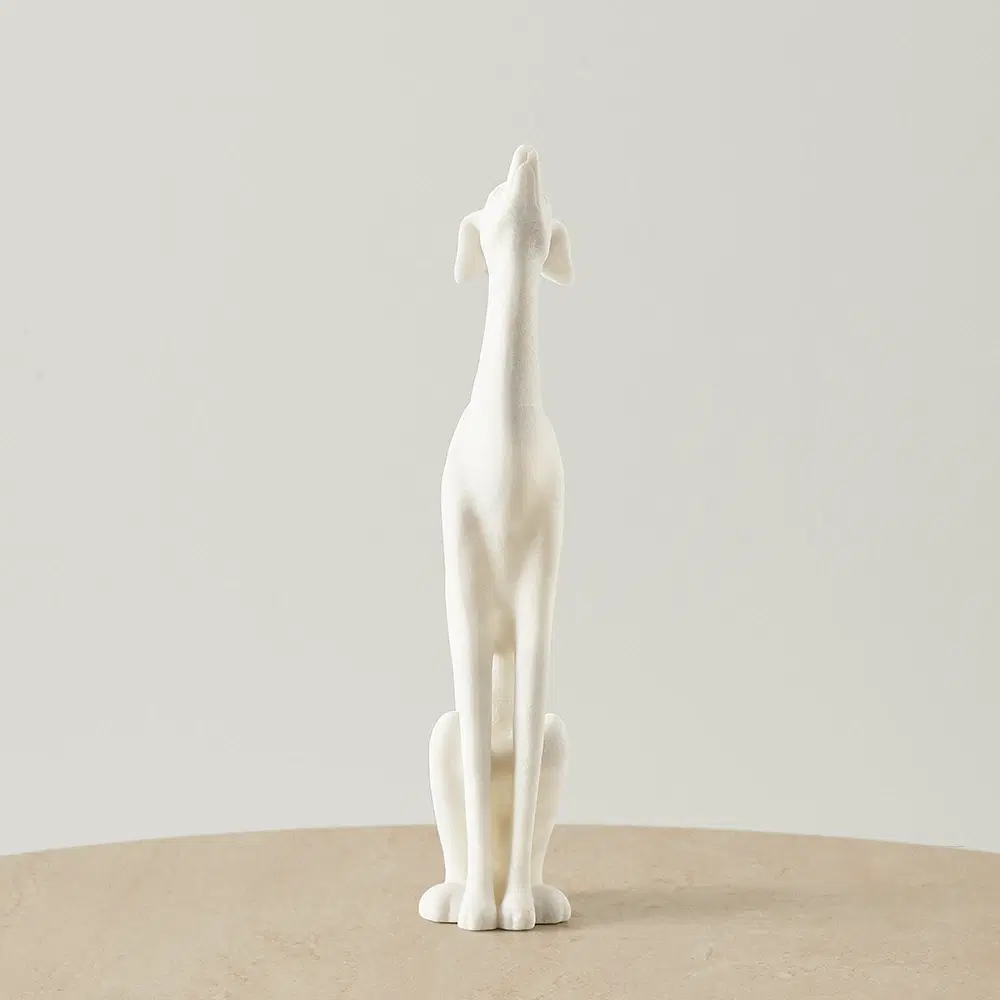 Rover White Color Dog Statue	