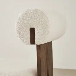 Galen Cream Boucle Dining Chair - Coffee Oak Frame