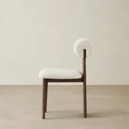 Galen Cream Boucle Dining Chair - Coffee Oak Frame