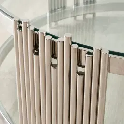 Lindsay Polished Stainless Steel Round Coffee Table - Clear Glass Top