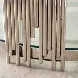 Lindsay Polished Stainless Steel Round Coffee Table - Clear Glass Top