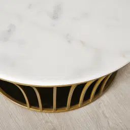 Oracle Natural White Marble Coffee Table - Brushed Bronze Base
