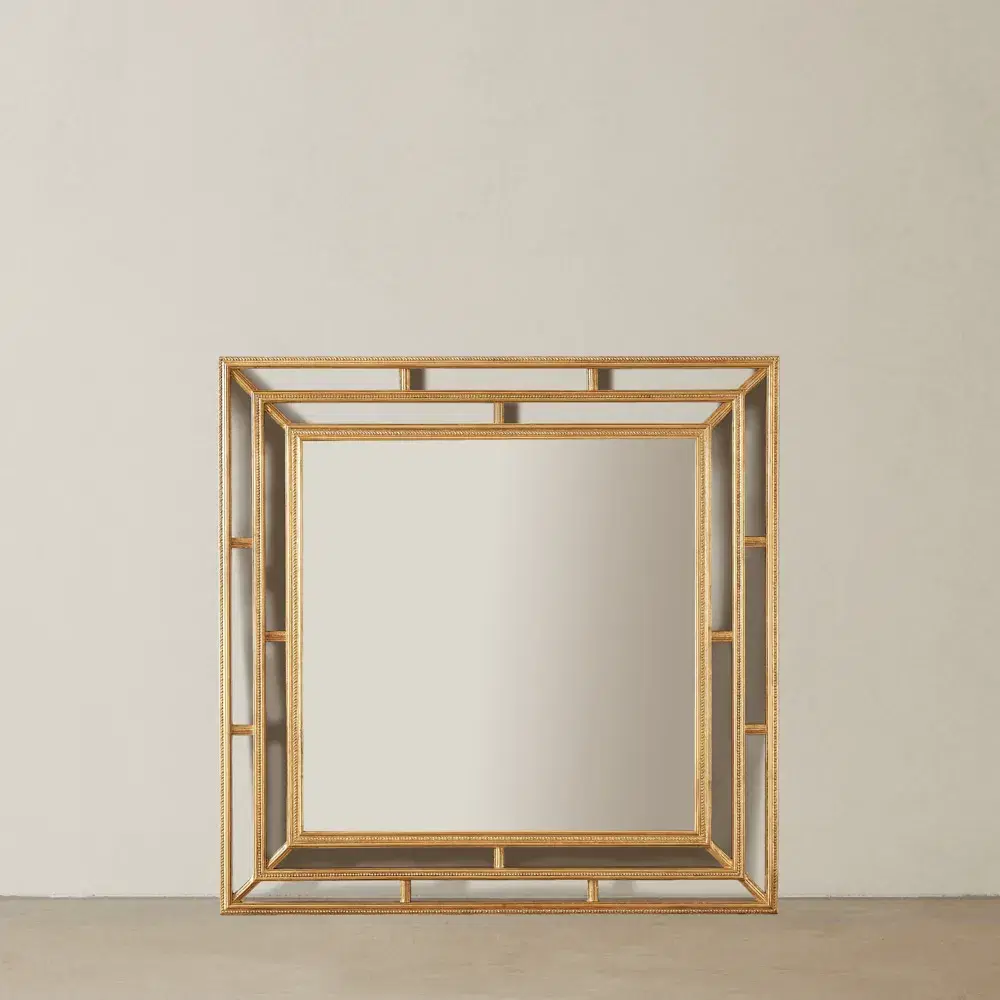Sophia Antique Gold Square Wooden Mirror