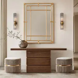Von Antique Gold Rectangle Wooden Mirror 120x100cm
