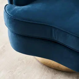 Kelly Navy Blue Swivel Chair - Gold Legs