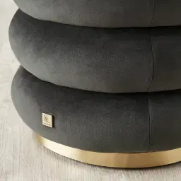 Megan Charcoal Velvet 40cm Round Ottoman