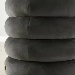 Megan Charcoal Velvet 40cm Round Ottoman