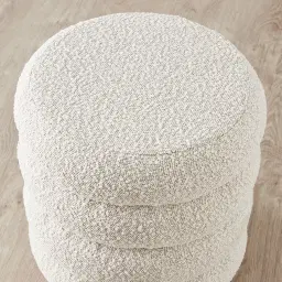 Megan Butter Cream Boucle 40cm Round Ottoman