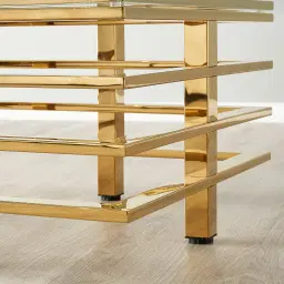 Clarette Gold Coffee Table - Clear Glass Top
