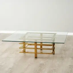 Clarette Gold Coffee Table - Clear Glass Top