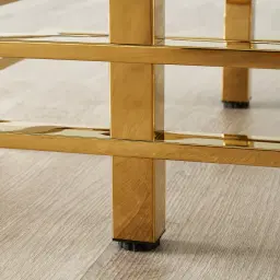 Clarette Gold Coffee Table - Clear Glass Top