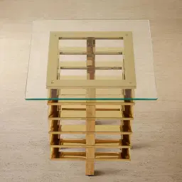 Clarette Gold Side Table - Clear Glass Top
