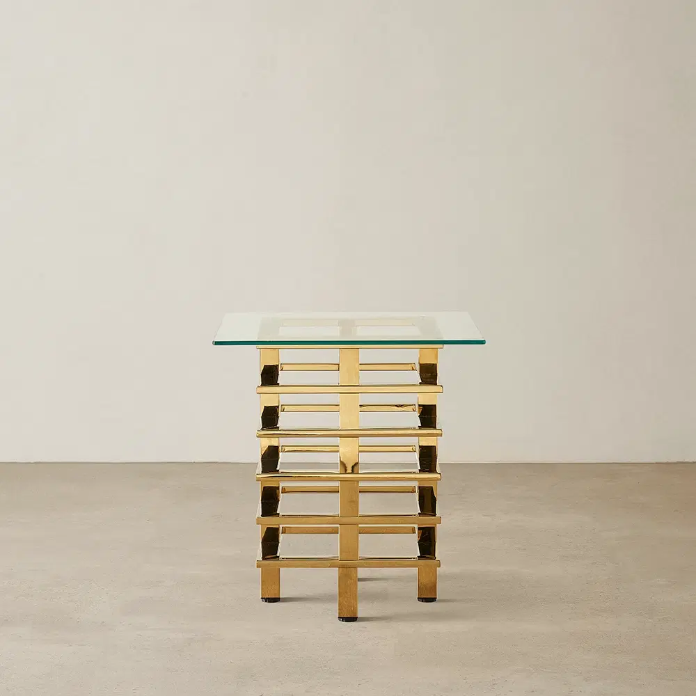 Clarette Gold Side Table - Clear Glass Top