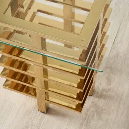 Clarette Gold Side Table - Clear Glass Top