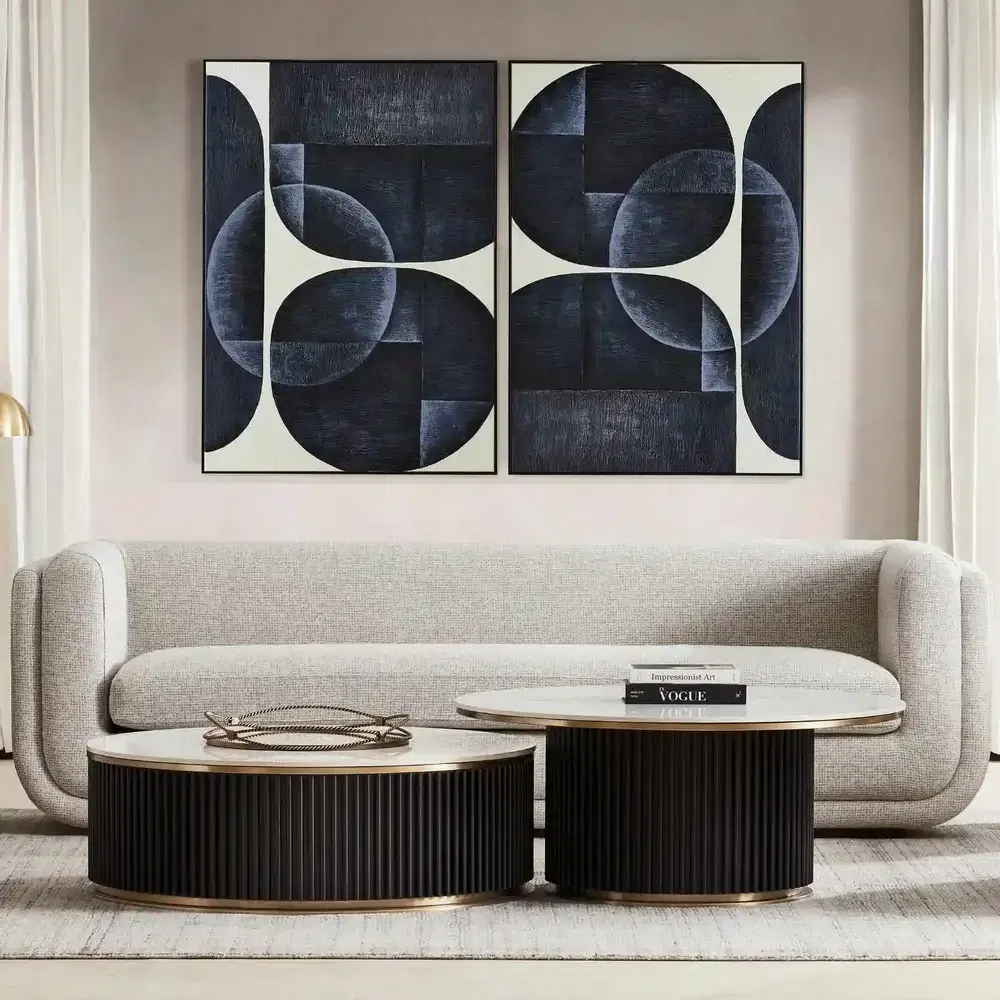 Archie Black High Coffee Table with White Sintered Stone Top - 100x45cm