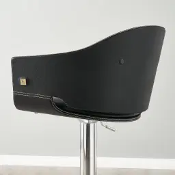 Mateo Carbon Black Vegan Leather Bar Stool