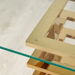 Clarette Gold Console Table - Clear Glass Top