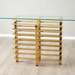 Clarette Gold Console Table - Clear Glass Top