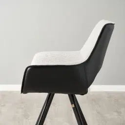 Sahrah Dove Grey Fabric Dining Chair - Black Powder Coated Legs