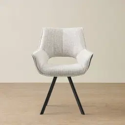 Sahrah Dove Grey Fabric Dining Chair - Black Powder Coated Legs
