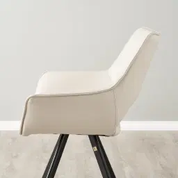 Sahrah Glacier Grey Vegan Leather Dining Chair - Black Powder Coated Legs