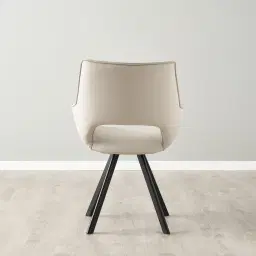 Sahrah Glacier Grey Vegan Leather Dining Chair - Black Powder Coated Legs