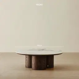 Terzetto Pandora Brown Sintered Stone Round Coffee Table Low - Dark Brown Ash Legs