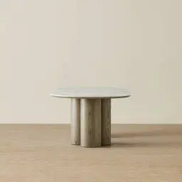 Terzetto Pandora Brown Sintered Stone Curved Dining Table- Medium Brown Wooden Legs 240x120cm